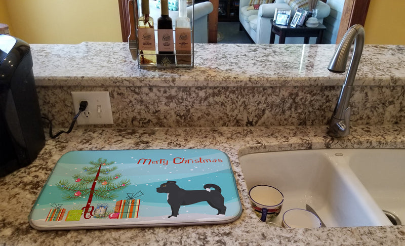 Black Chug Christmas Tree Dish Drying Mat – Absorbent, Artistic Kitchen Essentials CK3820DDM