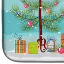 Black Pekeapoo Christmas Tree Dish Drying Mat – Absorbent, Artistic Kitchen Essentials CK3858DDM