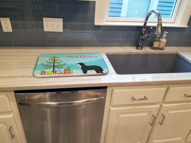Black Sheepadoodle Christmas Tree Dish Drying Mat – Absorbent, Artistic Kitchen Essentials CK3868DDM