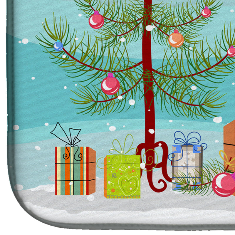 Black Sheepadoodle Christmas Tree Dish Drying Mat – Absorbent, Artistic Kitchen Essentials CK3868DDM