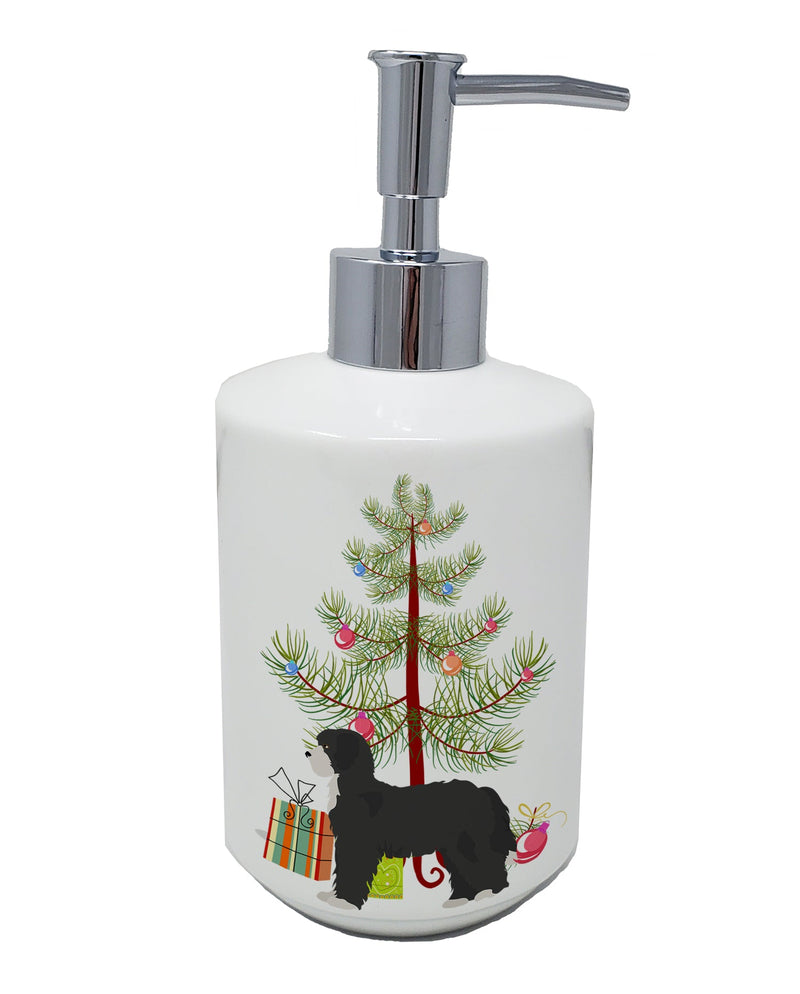 Black Sheepadoodle Christmas Tree Ceramic Soap Dispenser