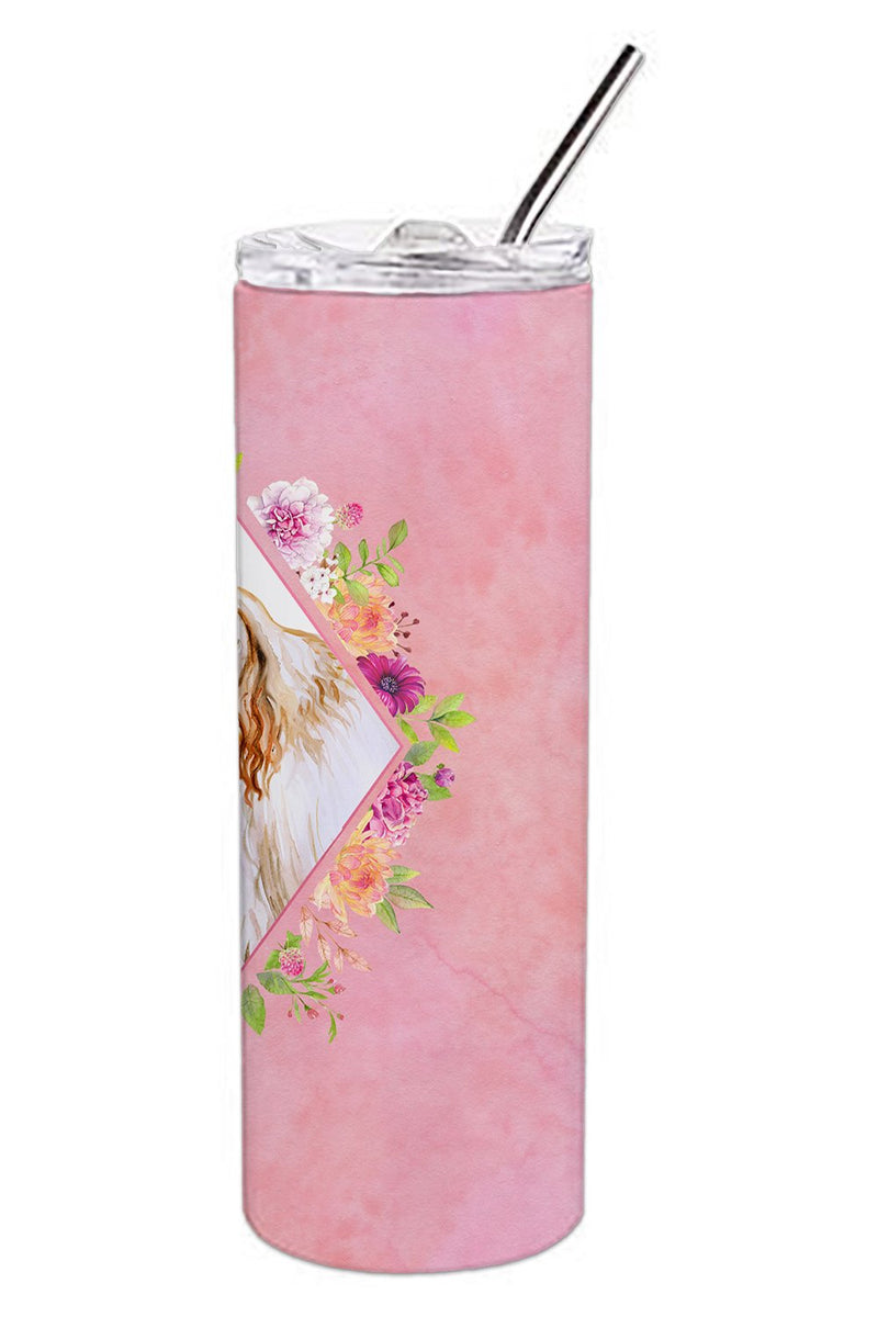 Afghan Hound Pink Flowers Double Walled Stainless Steel 20 oz Skinny Tumbler CK4110TBL20