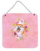 Akita Pink Flowers Wall or Door Hanging Prints CK4111DS66