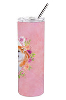 Akita Pink Flowers Double Walled Stainless Steel 20 oz Skinny Tumbler CK4111TBL20