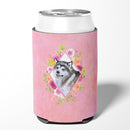Alaskan Malamute Pink Flowers Can or Bottle Hugger CK4112CC