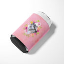 Alaskan Malamute Pink Flowers Can or Bottle Hugger CK4112CC