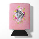 Alaskan Malamute Pink Flowers Can or Bottle Hugger CK4112CC