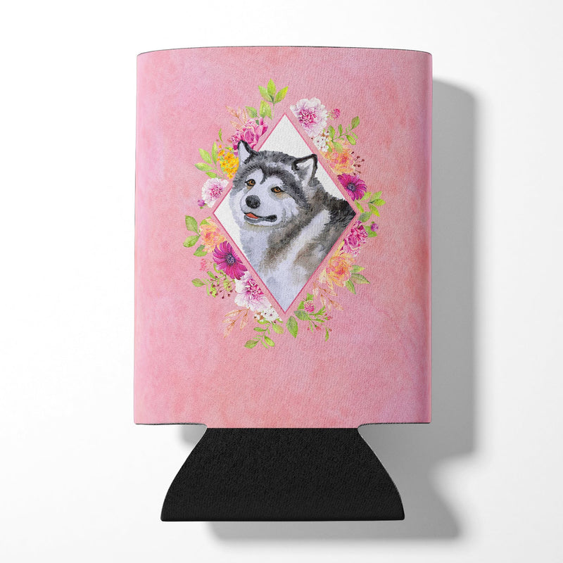 Alaskan Malamute Pink Flowers Can or Bottle Hugger CK4112CC