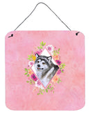 Alaskan Malamute Pink Flowers Wall or Door Hanging Prints CK4112DS66