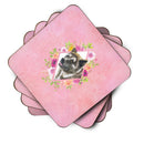 Akita Pink Flowers Coasters - Set of 4 Lightweight Foam, Absorbent Drink Coasters  CK4113FC