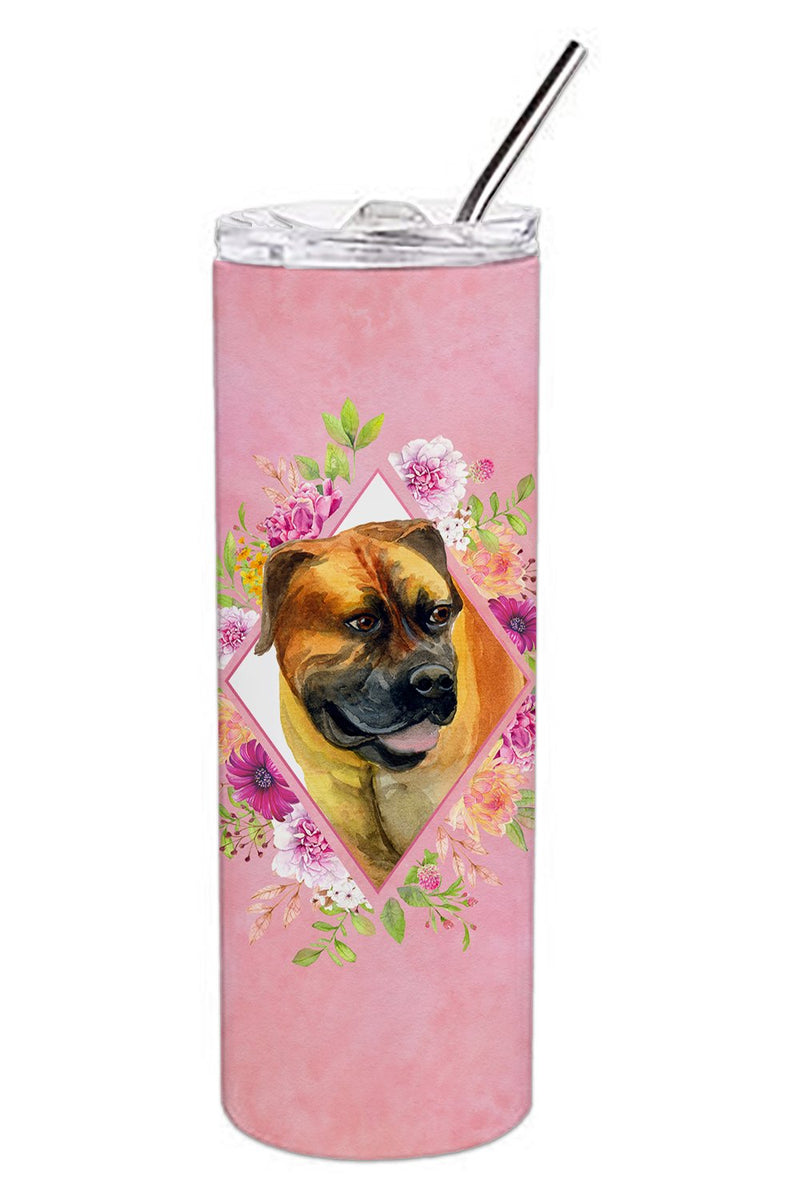 Borboel Mastiff Pink Flowers Double Walled Stainless Steel 20 oz Skinny Tumbler CK4121TBL20