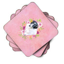 Borzoi Pink Flowers Coasters - Set of 4 Lightweight Foam, Absorbent Drink Coasters  CK4122FC