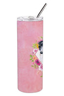 Borzoi Pink Flowers Double Walled Stainless Steel 20 oz Skinny Tumbler CK4122TBL20