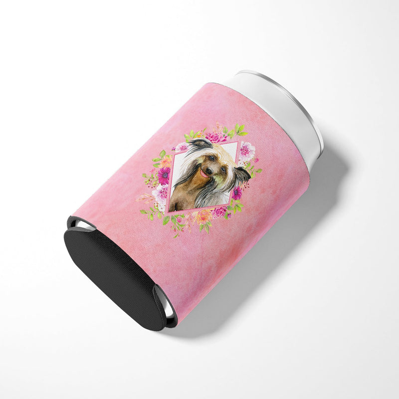 Chinese Crested Pink Flowers Can or Bottle Hugger CK4130CC