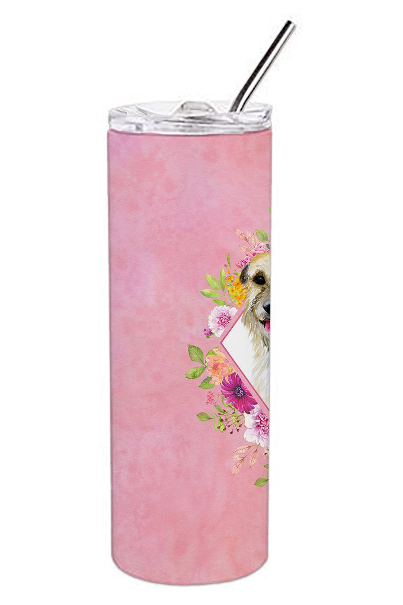 Irish Wolfhound Pink Flowers Double Walled Stainless Steel 20 oz Skinny Tumbler CK4153TBL20