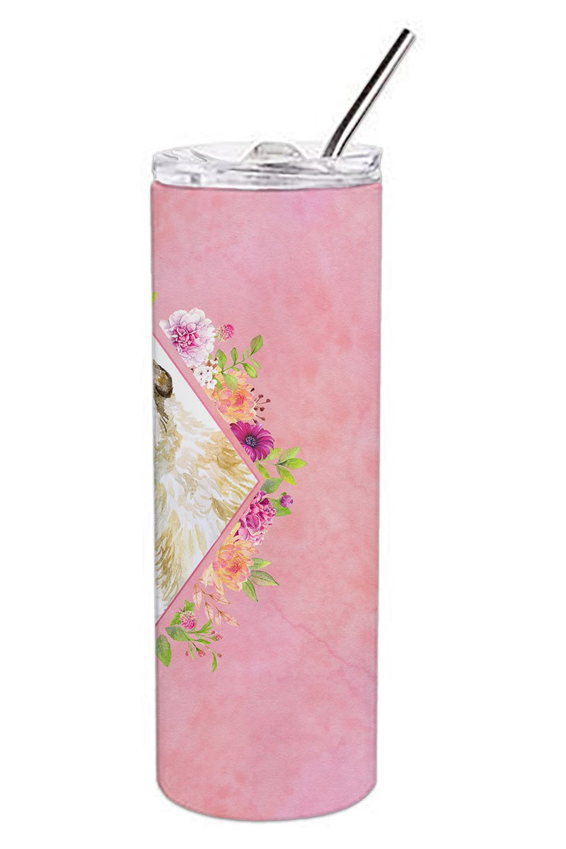 Irish Wolfhound Pink Flowers Double Walled Stainless Steel 20 oz Skinny Tumbler CK4153TBL20