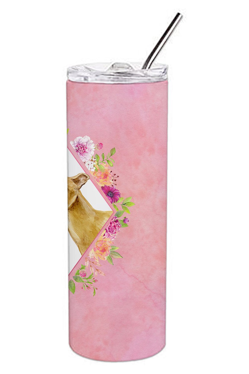 Italian Greyhound Pink Flowers Double Walled Stainless Steel 20 oz Skinny Tumbler CK4154TBL20