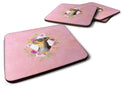 Black Miniature Pinscher Pink Flowers Coasters - Set of 4 Lightweight Foam, Absorbent Drink Coasters  CK4196FC