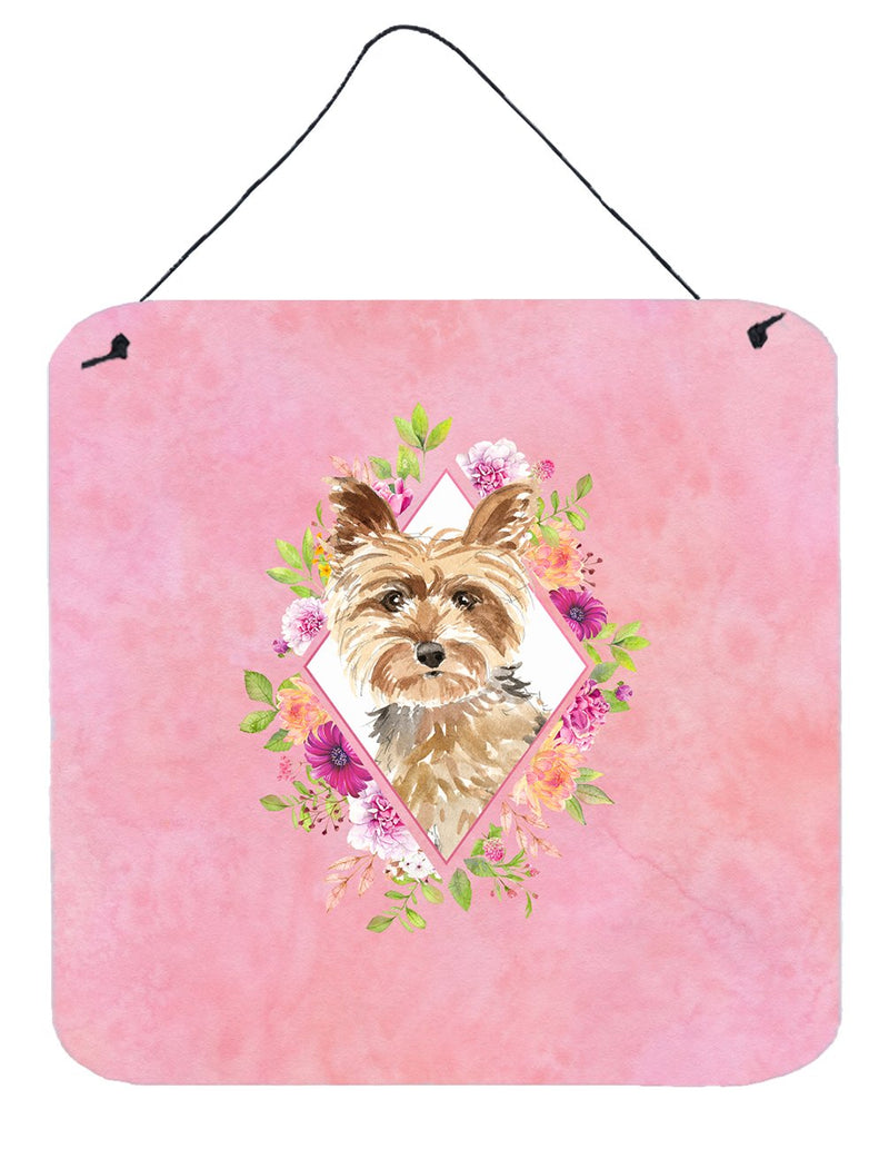 Yorkie Pink Flowers Wall or Door Hanging Prints CK4197DS66