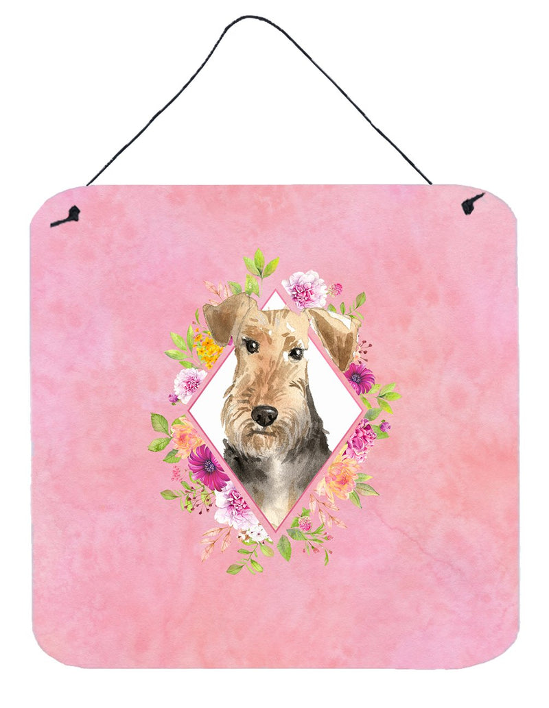 Airedale Terrier Pink Flowers Wall or Door Hanging Prints CK4204DS66