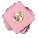 Airedale Terrier Pink Flowers Coasters - Set of 4 Lightweight Foam, Absorbent Drink Coasters  CK4204FC