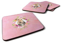 Airedale Terrier Pink Flowers Coasters - Set of 4 Lightweight Foam, Absorbent Drink Coasters  CK4204FC