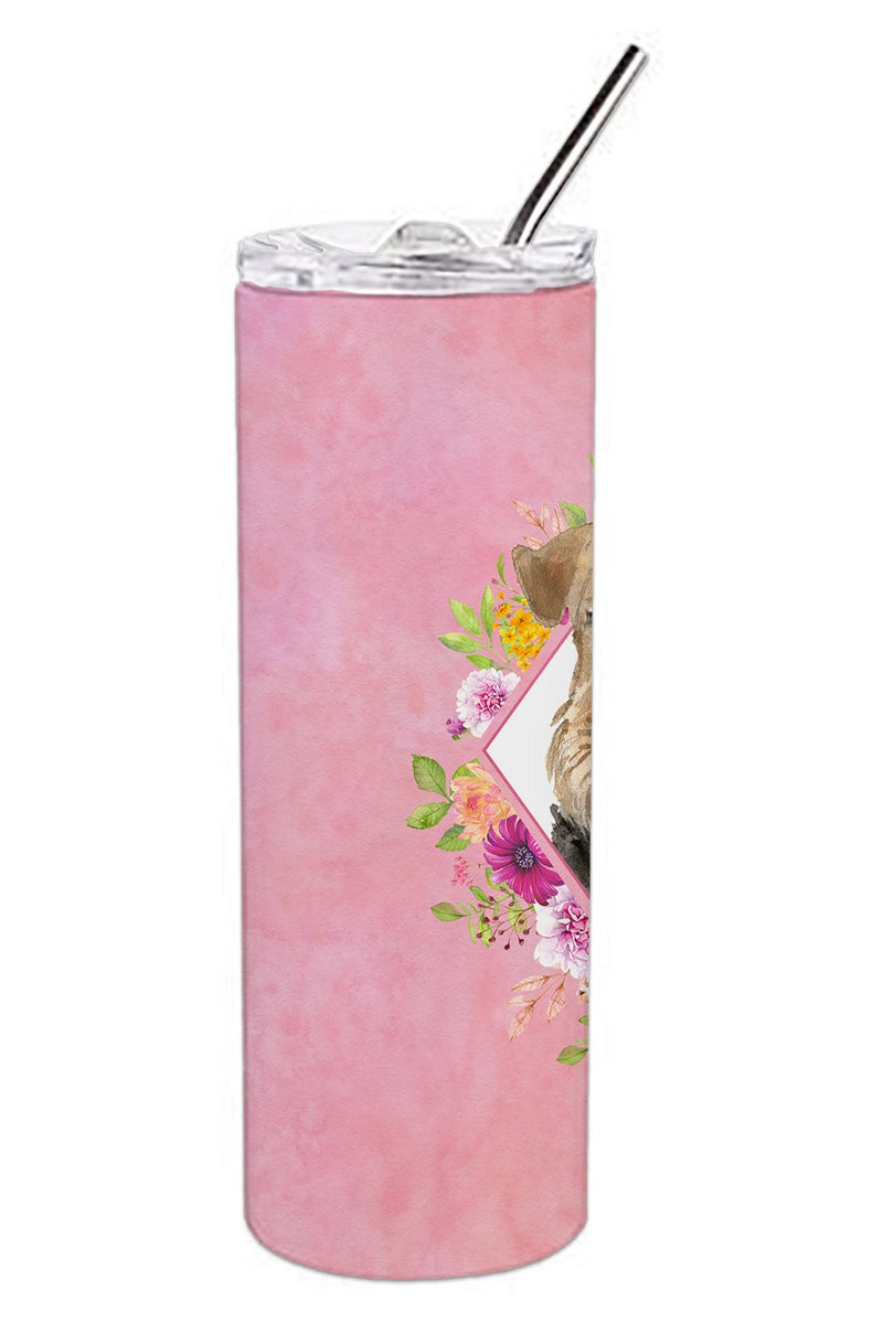 Airedale Terrier Pink Flowers Double Walled Stainless Steel 20 oz Skinny Tumbler CK4204TBL20