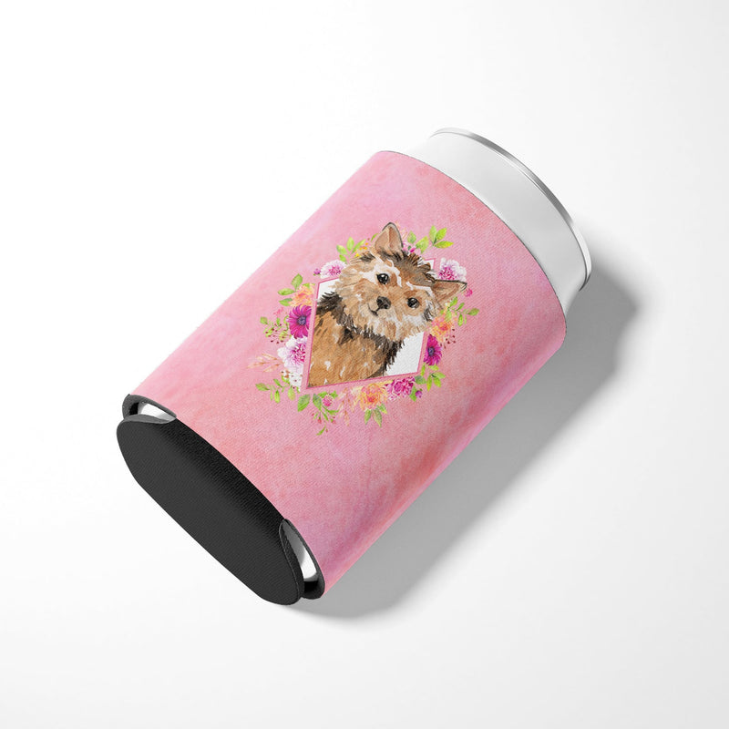 Norwich Terrier Pink Flowers Can or Bottle Hugger CK4220CC