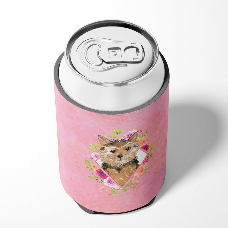 Norwich Terrier Pink Flowers Can or Bottle Hugger CK4220CC