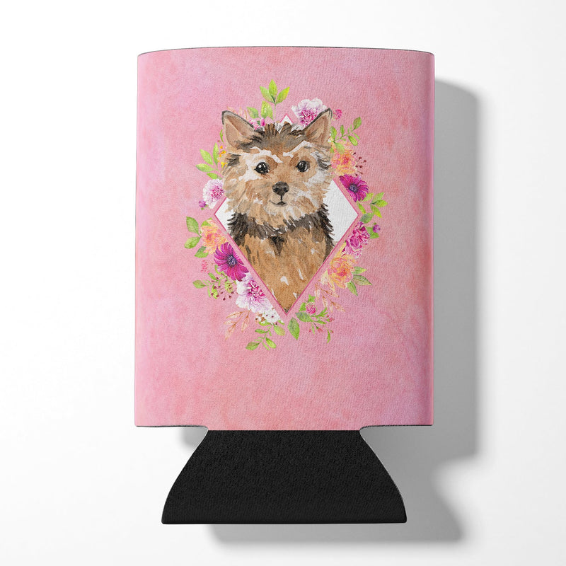 Norwich Terrier Pink Flowers Can or Bottle Hugger CK4220CC