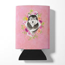 Alaskan Malamute Pink Flowers Can or Bottle Hugger CK4224CC