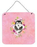 Alaskan Malamute Pink Flowers Wall or Door Hanging Prints CK4224DS66