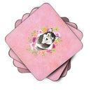 Alaskan Malamute Pink Flowers Coasters - Set of 4 Lightweight Foam, Absorbent Drink Coasters  CK4224FC