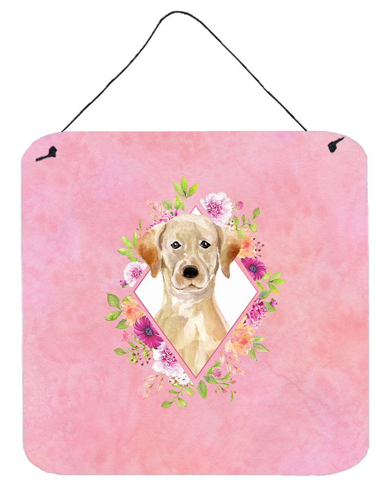 Yellow Lab Pink Flowers Wall or Door Hanging Prints CK4227DS66