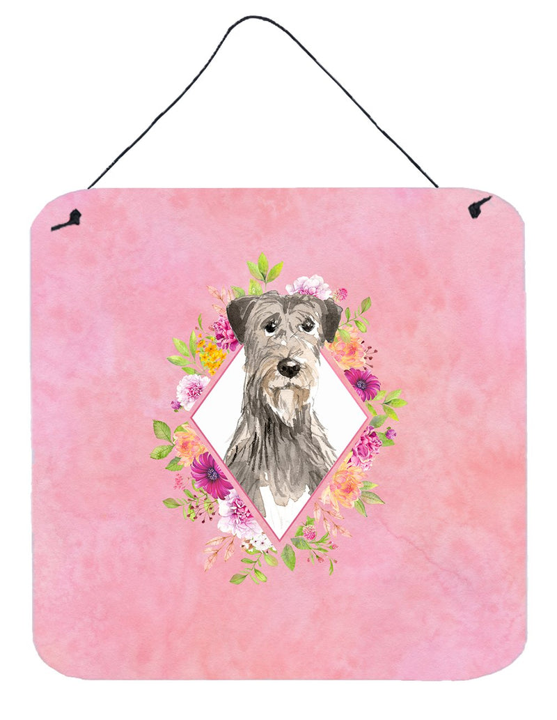 Irish Wolfhound Pink Flowers Wall or Door Hanging Prints CK4231DS66