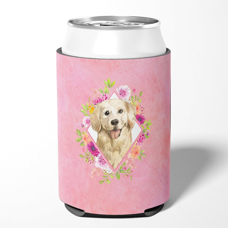 Golden Retriever Pink Flowers Can or Bottle Hugger CK4235CC