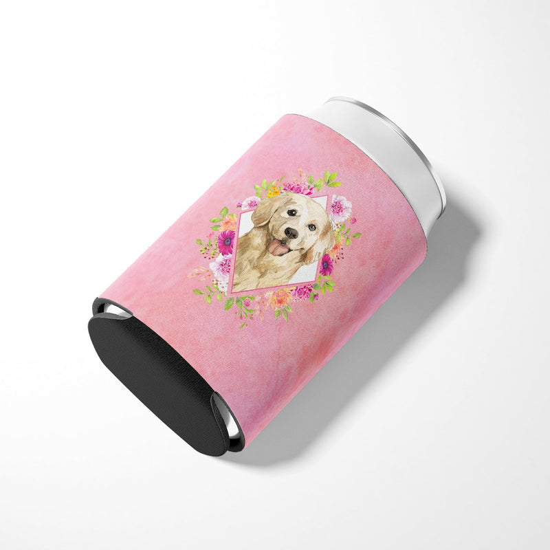 Golden Retriever Pink Flowers Can or Bottle Hugger CK4235CC