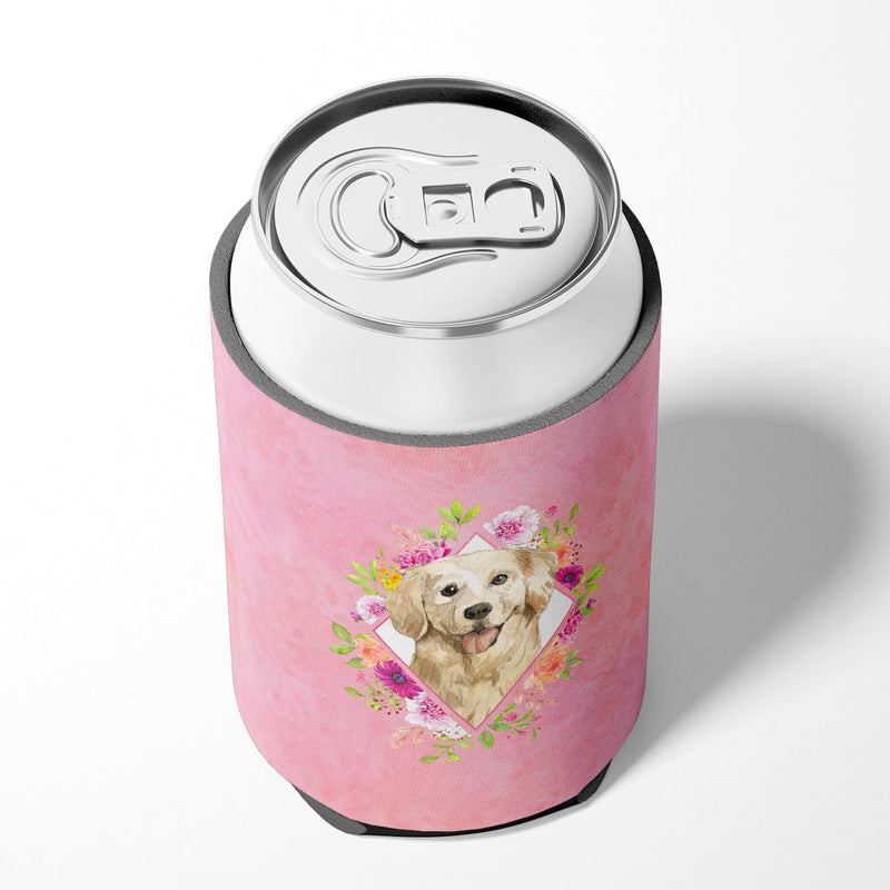 Golden Retriever Pink Flowers Can or Bottle Hugger CK4235CC