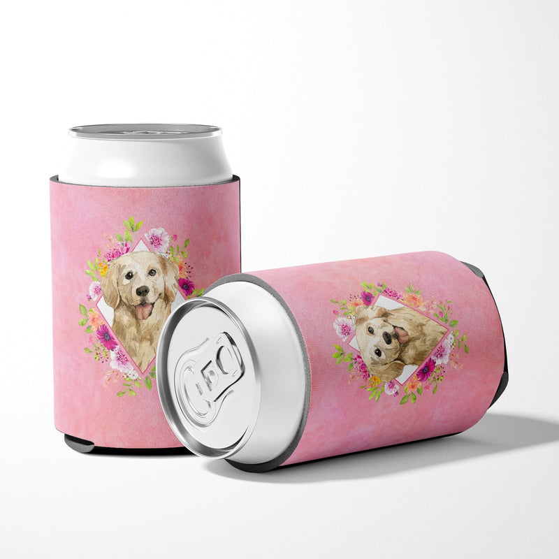 Golden Retriever Pink Flowers Can or Bottle Hugger CK4235CC