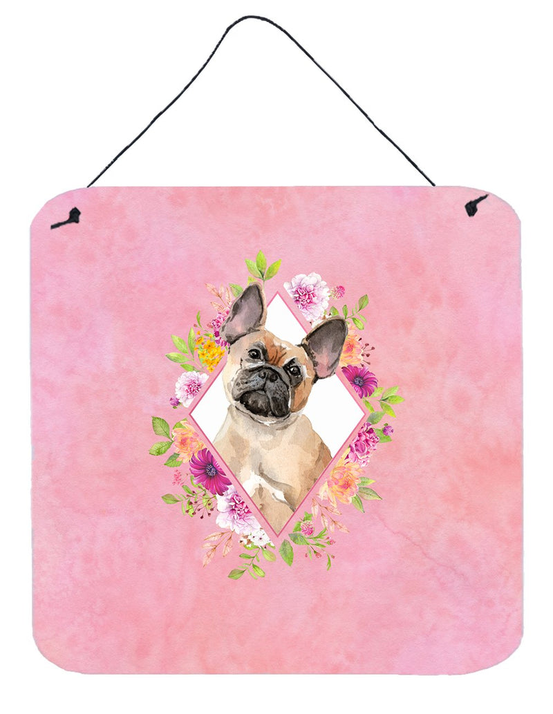 Fawn French Bulldog Pink Flowers Wall or Door Hanging Prints CK4238DS66