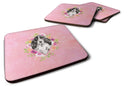 Black Parti Cocker Spaniel Pink Flowers Coasters - Set of 4 Lightweight Foam, Absorbent Drink Coasters  CK4244FC