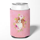 Blenheim Cavalier Spaniel Pink Flowers Can or Bottle Hugger CK4248CC