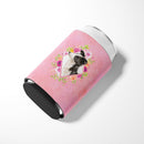 Border Collie Pink Flowers Can or Bottle Hugger CK4258CC