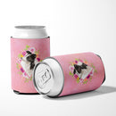 Border Collie Pink Flowers Can or Bottle Hugger CK4258CC