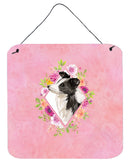 Border Collie Pink Flowers Wall or Door Hanging Prints CK4258DS66