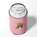 Bloodhound Pink Flowers Can or Bottle Hugger CK4259CC