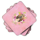 Bloodhound Pink Flowers Coasters - Set of 4 Lightweight Foam, Absorbent Drink Coasters  CK4259FC