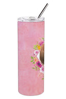 Bloodhound Pink Flowers Double Walled Stainless Steel 20 oz Skinny Tumbler CK4259TBL20
