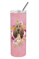 Bloodhound Pink Flowers Double Walled Stainless Steel 20 oz Skinny Tumbler CK4259TBL20
