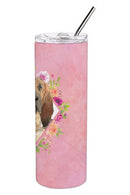 Bloodhound Pink Flowers Double Walled Stainless Steel 20 oz Skinny Tumbler CK4259TBL20
